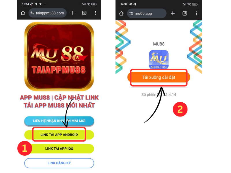 hướng dẫn tải app mu88 bước 1 và 2